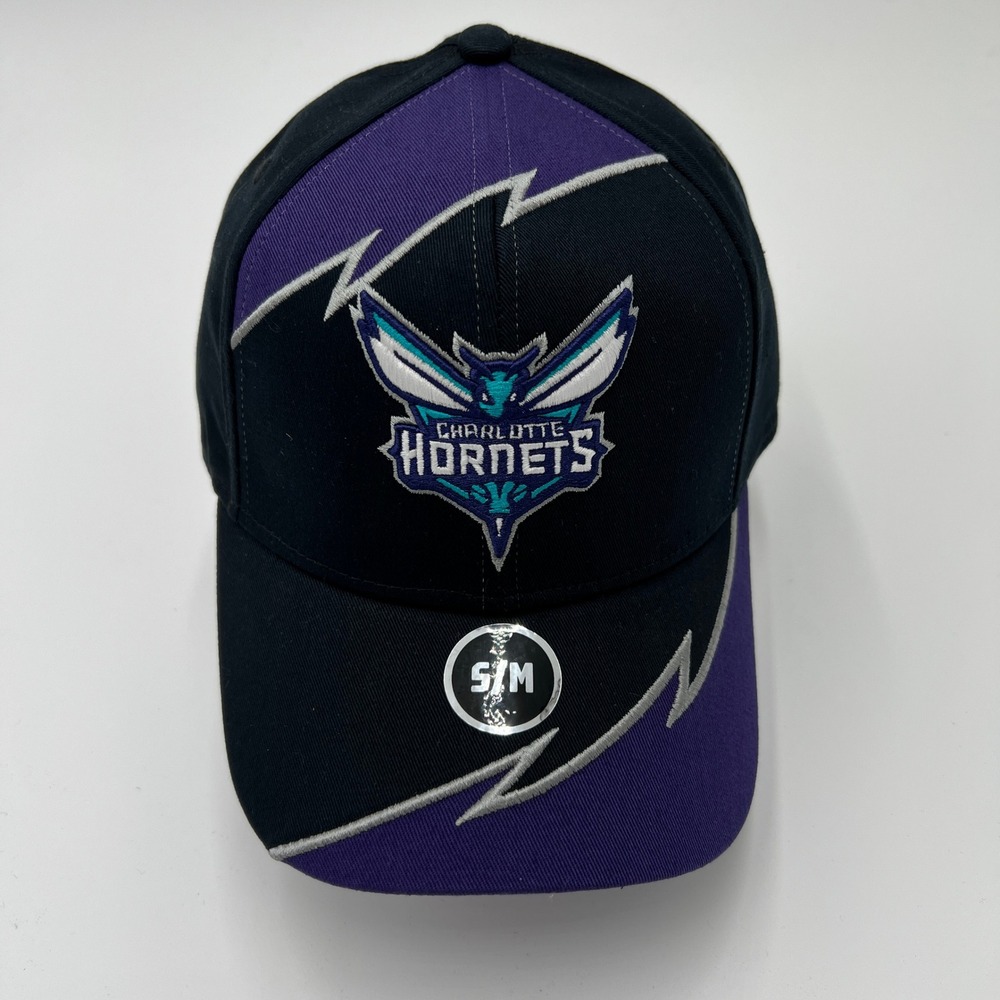 NBA‎ Charlotte Hornets Superflex Stretch Fit Hat Black Purple S/M Baseball Cap